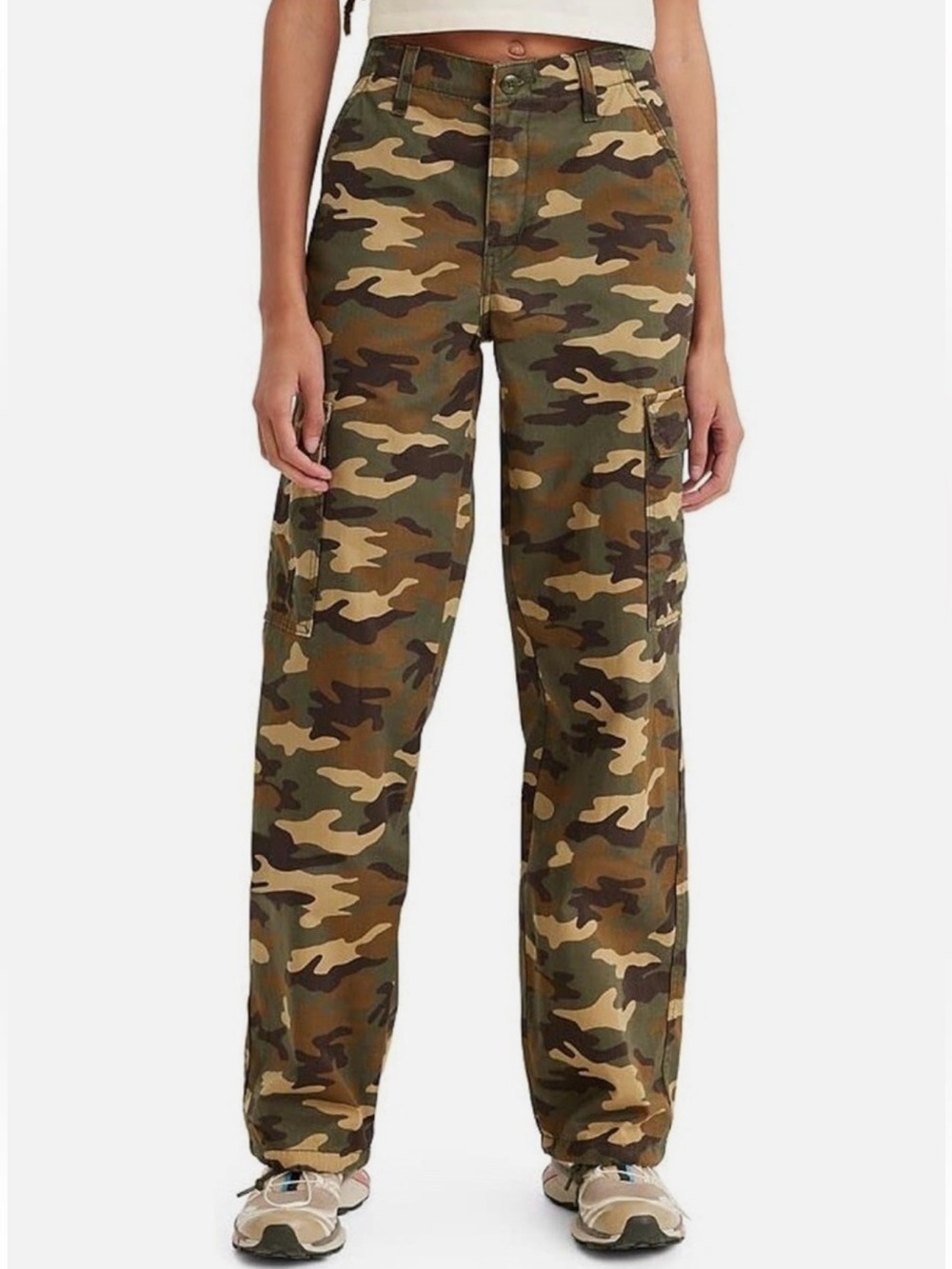 Levi’s 94 Baggy Cargo Army Straight Leg High Rise Green & Brown Pants Size 26